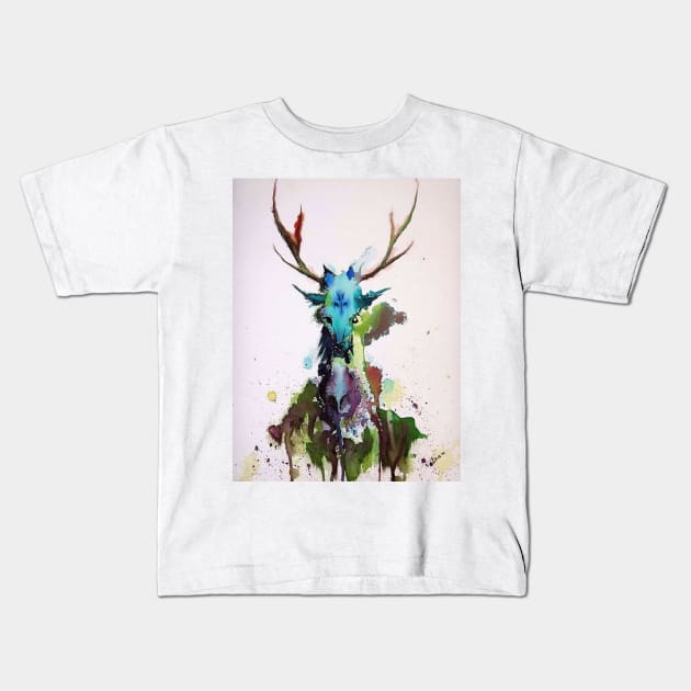 Cervo Kids T-Shirt by DanAquarelista